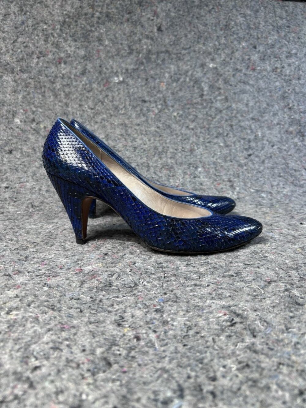 Vintage Christian Dior Souliers Blue Snakeskin Pumps EU 38.5 US 8